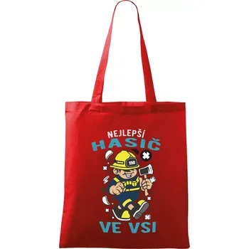 Nákupní taška Nejlepší hasič ve vsi - Taška bavlněná - 42 x 38 cm ( Červená )