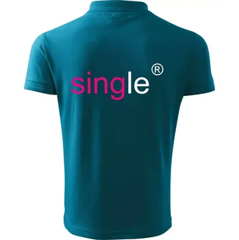 Pánská košile Single nápis copyright - Polokošile pánská Pique Polo 203 - 4XL ( Tmavý tyrkys )