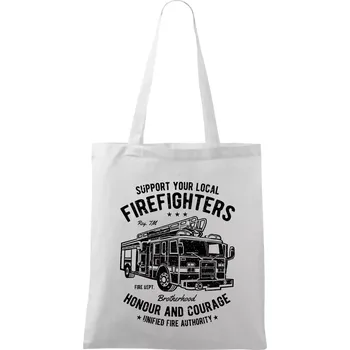 Fire Fighters Truck - Taška bavlněná - 42 x 38 cm ( Bílá )