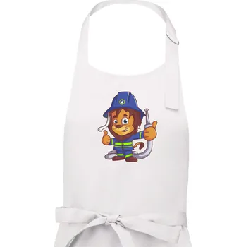 Kuchyňská zástěra Hasič lvíček - Pánská zástěra na vaření - Univerzální velikost ( Bílá )