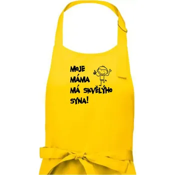 Kuchyňská zástěra Moje máma má skvělýho syna - Pánská zástěra na vaření - Univerzální velikost ( Žlutá )