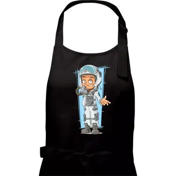 Kuchyňská zástěra Vesmírný voják oranžový - Dámská zástěra na vaření - Univerzální velikost ( Černá )