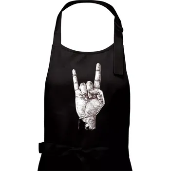 Kuchyňská zástěra Rocková ruka kreslená - Dámská zástěra na vaření - Univerzální velikost ( Černá )
