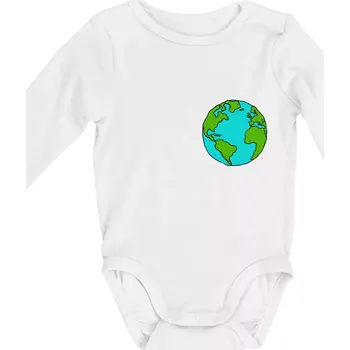 Kojenecký body Planeta na prsu - Amerika a Afrika - Body kojenecké s dlouhým rukávem - Dlouhý r. do 3 měs ( Bílá )