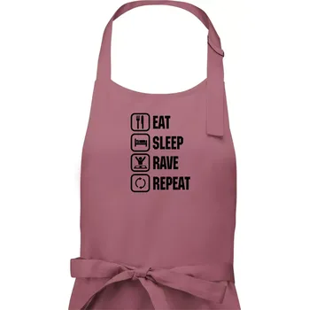 Kuchyňská zástěra Eat sleep rave repeat - Pánská zástěra na vaření - Univerzální velikost ( Starorůžová )