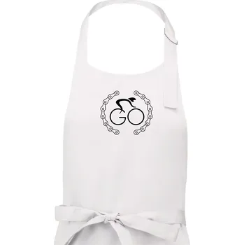 Kuchyňská zástěra Logo cyklisty a řetěz - Pánská zástěra na vaření - Univerzální velikost ( Bílá )