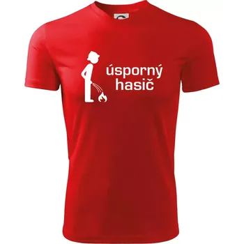 Chlapecké tričko Úsporný hasič - Dětské triko sportovní (dresovina) - 122 cm/6 let ( Červená )