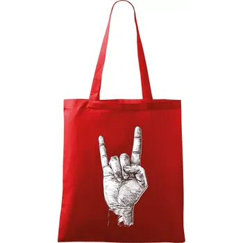 Rocková ruka kreslená - Taška bavlněná - 42 x 38 cm ( Červená )