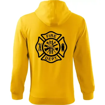 Pánská mikina Fire dept. logo - Mikina s kapucí na zip trendy zipper - 3XL ( Žlutá )