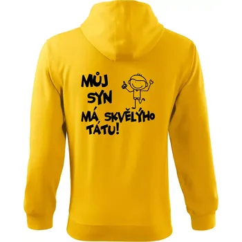 Pánská mikina Můj syn má skvělýho tátu - Mikina s kapucí na zip trendy zipper - XL ( Žlutá )