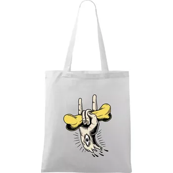 Rocková ruka kost a oko - Taška bavlněná - 42 x 38 cm ( Bílá )