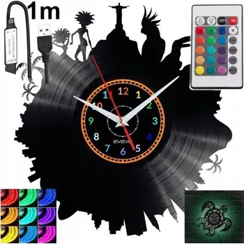 Hodiny Rio de Janeiro Nástěnné Hodiny LED RGB S Dálkovým Ovládáním - Vinylová Deska