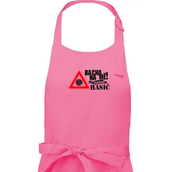 Kuchyňská zástěra Bacha na mě! Můj táta je hasič - Pánská zástěra na vaření - Univerzální velikost ( Růžová )