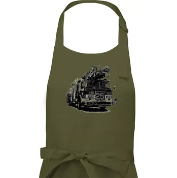 Kuchyňská zástěra Hasičské auto 25 - Dámská zástěra na vaření - Univerzální velikost ( Khaki )