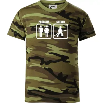 Problém hasič - Dětské maskáčové triko - 122 cm/6 let ( Zelený maskáč )