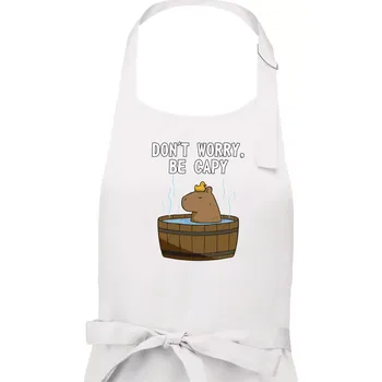 Kuchyňská zástěra Don't worry be capy - Dámská zástěra na vaření - Univerzální velikost ( Bílá )