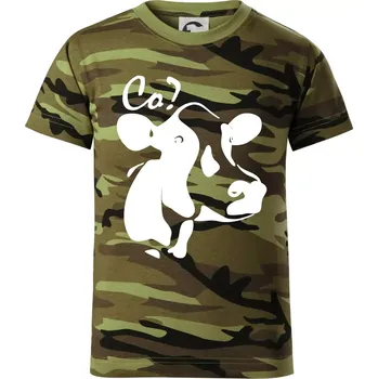 Zmatená kráva - Dětské maskáčové triko - 134 cm/8 let ( Zelený maskáč )