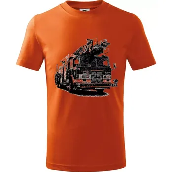 Hasičské auto 25 - Tričko dětské bavlněné - 158 cm/12 let ( Oranžová )