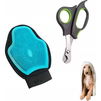 Kosmetika pro psa SADA PRO PÉČI O PSA A KOČKU: RUKAVICE + NŮŽKY NA DRÁPKY 2V1
