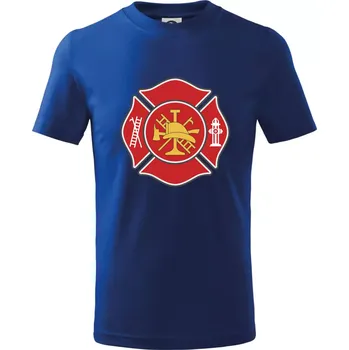 Fire department logo červené - Tričko dětské bavlněné - 98 cm / 2 roky ( Královská modrá )