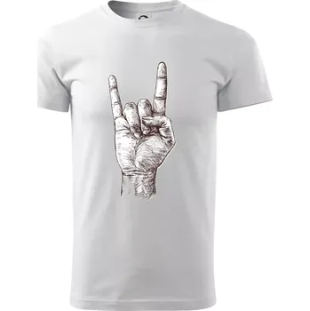 Pánské tričko Rocková ruka kreslená - Triko extra velké (5-8XL) - 7XL ( Bílá )