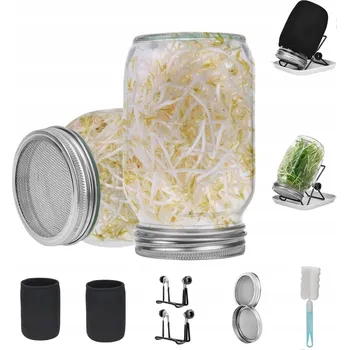 Nádoba na klíčení 2x NAKLIČOVACÍ NÁDOBA SKLENICE NA KLÍČENÍ KLÍČÍCÍ SKLENICE NÁDOBA NA KLÍČKY SEMENA KLÍČKY