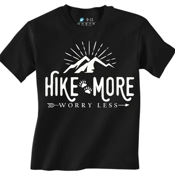 Chlapecké tričko Dětské tričko Horská divočina Hike More Worry Less (Velikost: 9-11, Barva: Černá)