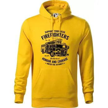 Pánská mikina Fire Fighters Truck - Mikina pánská Cape s kapucí - 4XL ( Žlutá )
