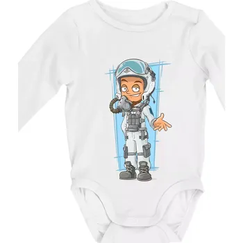 Kojenecký body Vesmírný voják oranžový - Body kojenecké s dlouhým rukávem - Dlouhý r. do 3 měs ( Bílá )