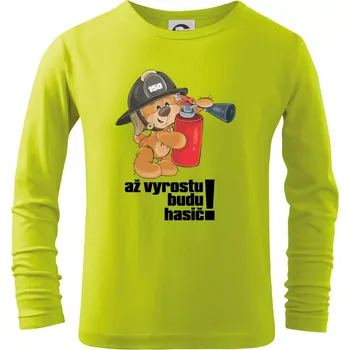 Dětská móda Až vyrostu budu hasič - Triko dětské Long Sleeve - 104-110cm / 3-4 roky ( Limetková )