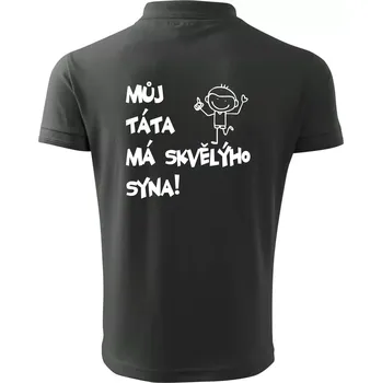 Pánská košile Můj táta má skvělýho syna - Polokošile pánská Pique Polo 203 - 4XL ( Tmavá břidlice (šedá se zeleným nádechem) )