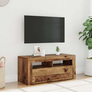 Televizní stolek vidaXL TV skříňka s LED osvětlením 90 x 35 x 40 cm [804320] Barva: Staré dřevo