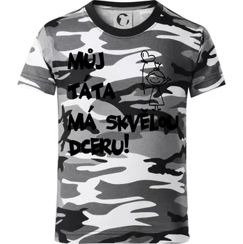 Chlapecké tričko Můj táta má skvělou dceru - Dětské maskáčové triko - 146 cm/10 let ( Šedý maskáč )