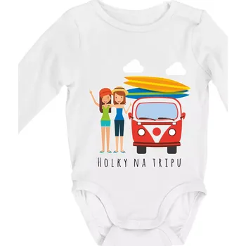 Holky na tripu - Body kojenecké s dlouhým rukávem - Dlouhý r. 3-6 měs ( Bílá )