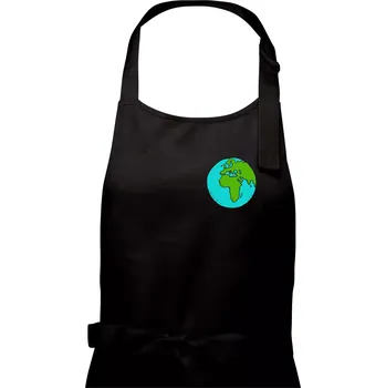 Kuchyňská zástěra Planeta na prsu - Afrika a Evropa - Dámská zástěra na vaření - Univerzální velikost ( Černá )