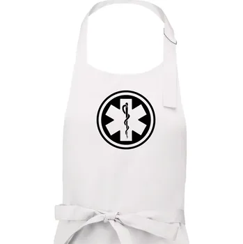 Kuchyňská zástěra Rescue logo samostatné kulaté - Pánská zástěra na vaření - Univerzální velikost ( Bílá )