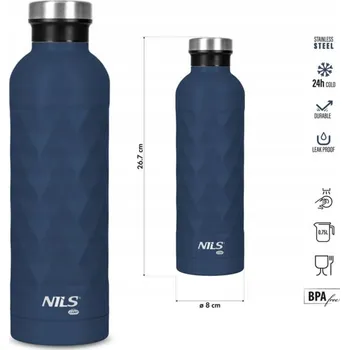Láhev Modrá láhev 750ml nerezová ocel nepropustná NILS CAMP
