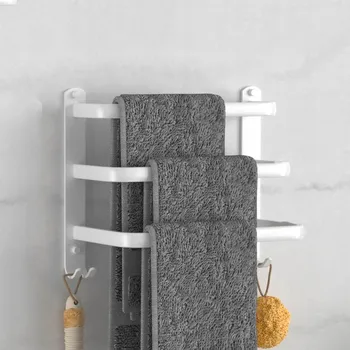 Držák na ručník Tyč s háčky na lepidlo Arhatreya bílá