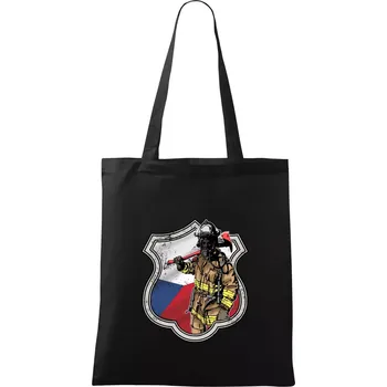 Hasič erb - Česká vlajka - Taška bavlněná - 42 x 38 cm ( Černá )
