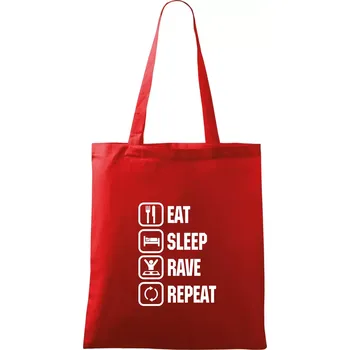 Eat sleep rave repeat - Taška bavlněná - 42 x 38 cm ( Červená )