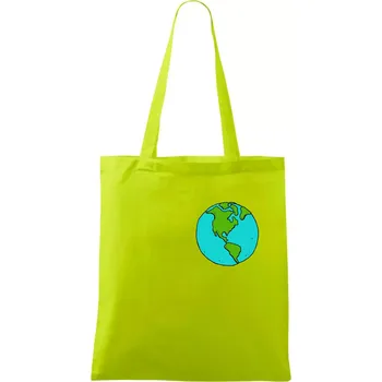 Nákupní taška Planeta na prsu - Amerika - Taška bavlněná - 42 x 38 cm ( Limetková )