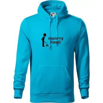 Pánská mikina Úsporný hasič - Mikina pánská Cape s kapucí - 5XL ( Světlý tyrkys )