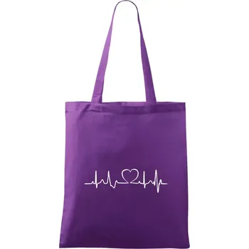Nákupní taška Srdce EKG - Taška bavlněná - 42 x 38 cm ( Fialová )
