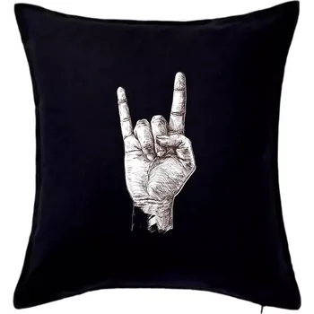 Polštář Rocková ruka kreslená - Polštář 50x50 - 50x50 - Pouze potah ( Černá )