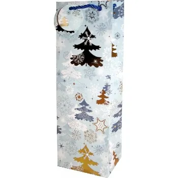 Dárková taška Taška dárková na láhev Zlatotisk Stromečky 12,6 x 8,9 x 36 cm