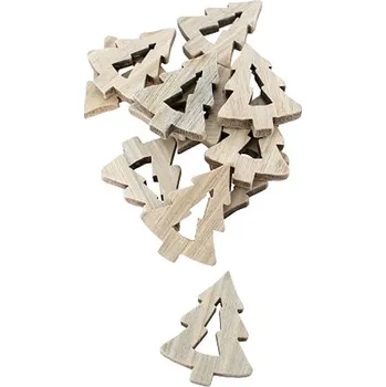 Vánoční dekorace CHAKS Stromečky dekorační dřevěné 4 cm 12 ks
