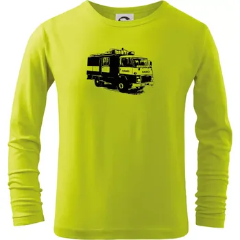 Dětská móda Hasičské auto Hasiči - Triko dětské Long Sleeve - 146 cm/10 let ( Limetková )