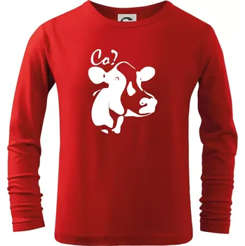 Chlapecké tričko Zmatená kráva - Triko dětské Long Sleeve - 146 cm/10 let ( Červená )