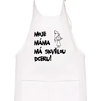 Kuchyňská zástěra Moje máma má skvělou dceru - Dětská zástěra na vaření - Univerzální velikost ( Bílá )