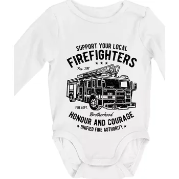Kojenecký body Fire Fighters Truck - Body kojenecké s dlouhým rukávem - Dlouhý r. do 3 měs ( Bílá )